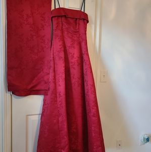 Red Strapless Formal Gown